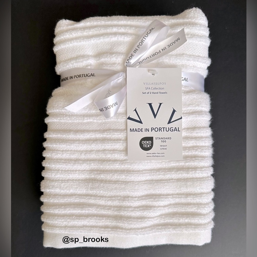 🎁2PC Cotton VILLAFELPOS Hand Towel Set - Rib Textured White